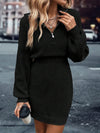 Cozy Chic Style with Essence Quarter-Zip Drop Shoulder Sweater Dress