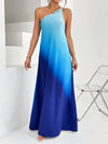 Sunset Serenade: Gradient Backless Single Shoulder Knot Long Dress