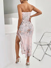 Floral Charm: Summer Women's Elegant Wedding Bodycon Tube Midi Dress