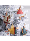 Charming Countryside Double-Sided Metal Christmas Tree Ornaments - Set of 4 Santa Claus Pendants