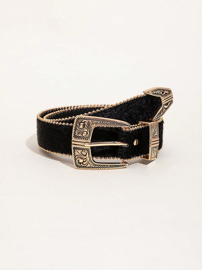 Chic Vintage Leopard Print PU Leather Waist Belt with Metal Buckle for Women