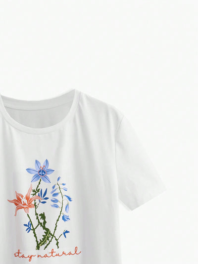 Women's Floral Pattern Print T-Shirt: Blossom in Style