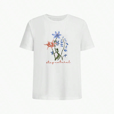 Women's Floral Pattern Print T-Shirt: Blossom in Style