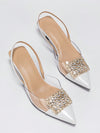 Sparkling Summer Style: Pointed Toe High Heel Shoes with Rhinestone Decoration in Light Pink