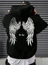 Men's Casual Wings Letter Graphic Hoodie with Kangaroo Pocket