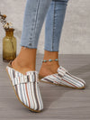 Step up Your Style Game with Square Buckle Striped Women's Flat Shoes