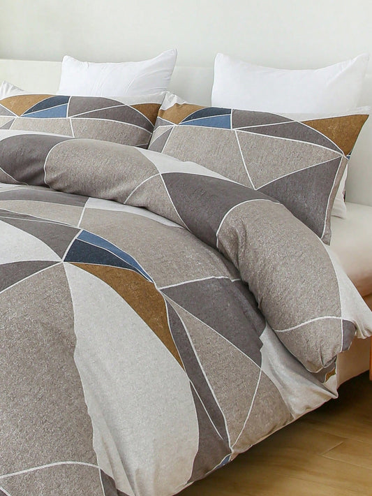 Cozy 3pc Bedding Set: Duvet Cover and 2 Pillowcases with Striped Graphic Pattern