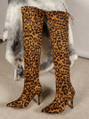 Leopard Chic: Stylish Knee-High Chunky Heel Boots for Women - Perfect for Autumn/Winter