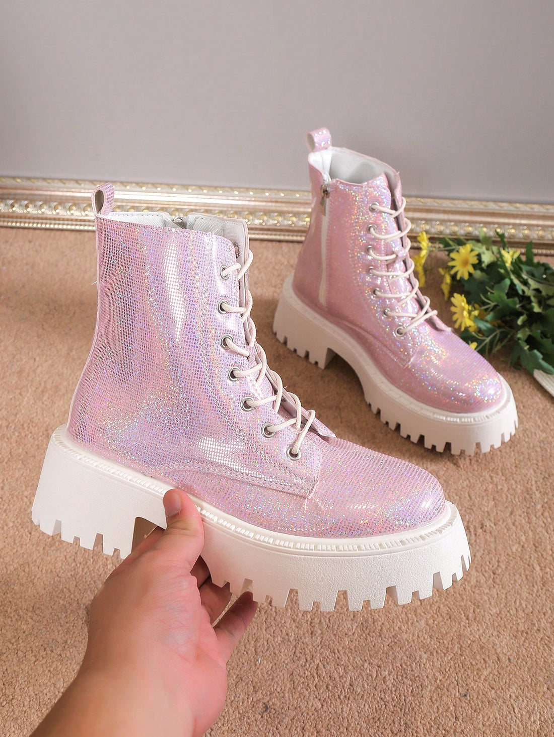 Step out in style and sparkle with these chic pink chunky heeled ankle boots, perfect for brightening up your fall and winter looks. The bold hue and sturdy heel bring playful confidence to every step, while the ankle height keeps you cozy and trendy. Pair them with your favorite cozy sweaters and skirts for a fun, flirty twist on cold-weather footwear.