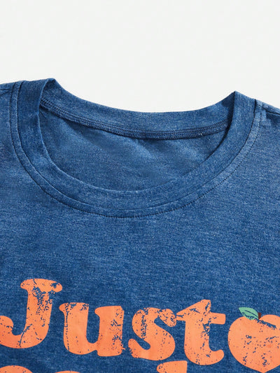 Just Peachy: Letter Graphic Tee for Effortless Style