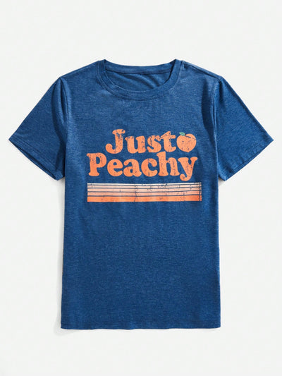 Just Peachy: Letter Graphic Tee for Effortless Style