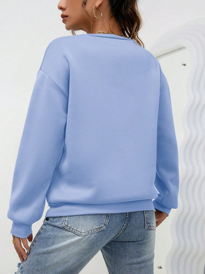 Heartfelt Comfort: Heart Print Drop Shoulder Sweatshirt