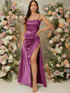 Effortless Elegance for Your Special Day with Split Thigh Satin Cami Bridesmaid Dress