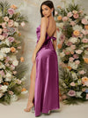 Effortless Elegance for Your Special Day with Split Thigh Satin Cami Bridesmaid Dress