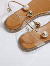 Summer Blossom: Floral Flat Sandals with Metal Buckle and Pearl Decoration for Women