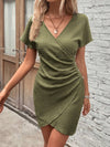 Chic and Classy: Button Detail Ruched Wrap Hem Dress