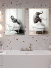 Adorable Animal Bathtub Decor Set: Creative Bathroom Wall Art Prints