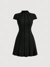 Chic and Sophisticated: Mock Neck Seam Detail Dress