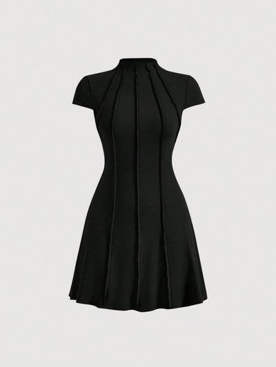 Chic and Sophisticated: Mock Neck Seam Detail Dress