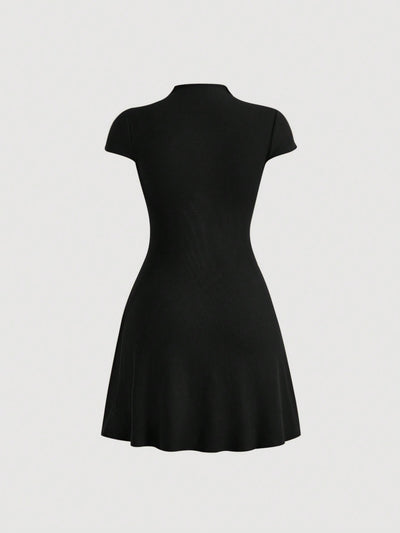 Chic and Sophisticated: Mock Neck Seam Detail Dress