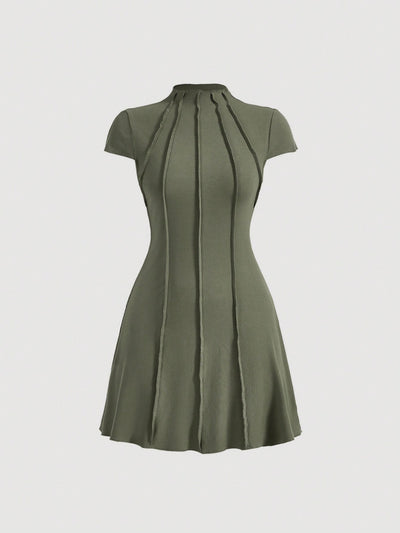 Chic and Sophisticated: Mock Neck Seam Detail Dress