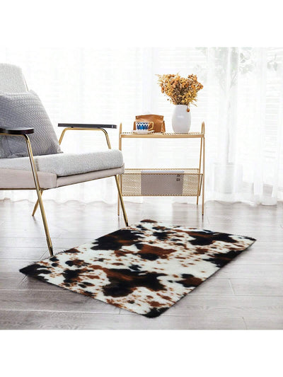 Cozy Nordic Cow Pattern Square Rug – Soft, Non-Slip Flannel Carpet for Stylish Living Spaces