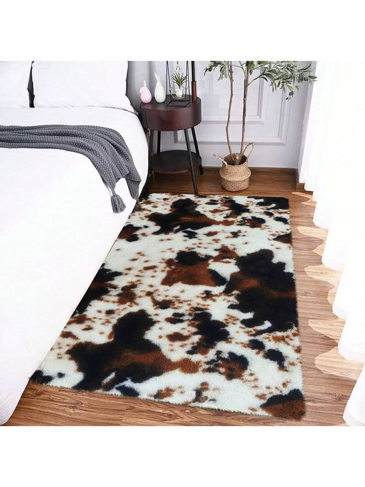 Cozy Nordic Cow Pattern Square Rug – Soft, Non-Slip Flannel Carpet for Stylish Living Spaces