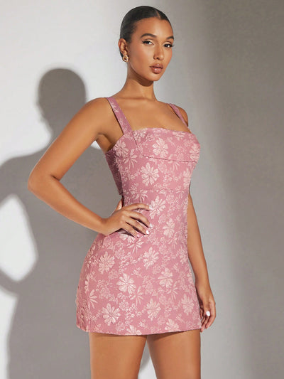 Chic Floral Jacquard Cami Dress: Effortless Elegance for Every Occasion