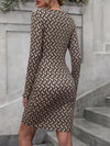 Chic and Sleek: Clasi Allover Print Ruched Side Tulip Hem Bodycon Dress