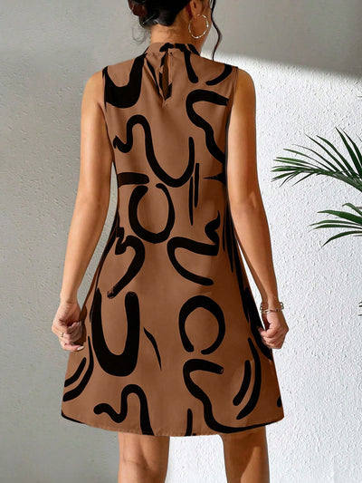 Bold and Beautiful: Splash Ink Print Mock Neck Dress