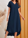 Dreamy Dusty Blue V-Neck High-Low Dress: Perfect for Spring