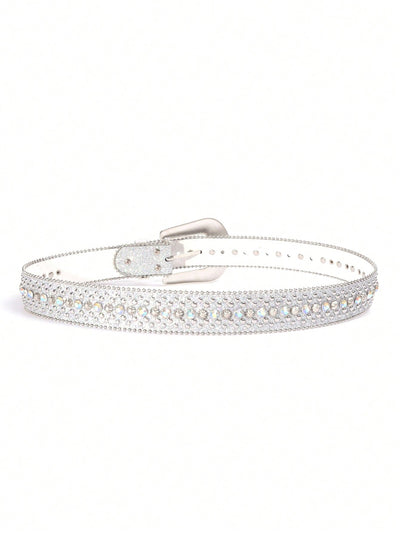 Sparkling Rhinestone-Studded Western Style Belt - Luxe Crystal-Embellished Leather for Men & Women