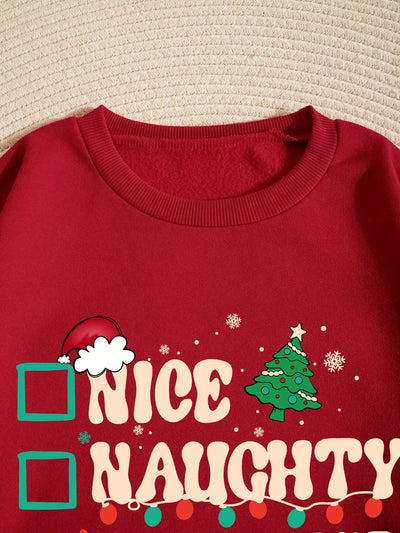 Cozy Holiday Vibes: Christmas Print Thermal-Lined Sweatshirt