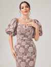 Chic Floral Puff Sleeve Dress with Fuzzy Hem – Perfect for a Flirty Spring Look