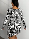 Zebra Striped Scoop Neck Bodycon Dress - Chic & Stylish Statement Piece