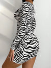 Zebra Striped Scoop Neck Bodycon Dress - Chic & Stylish Statement Piece