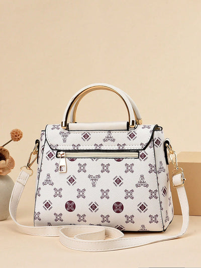 Chic Crown Style Shoulder Bag - Trendy Printed Handbag for Stylish Women