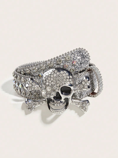 Upgrade your style with our Skull Head Rhinestone Rivet Belt Buckle! This bold accessory is perfect for adding edge to any outfit. The intricate skull design and sparkling rhinestones make a statement that sets you apart. Show off your unique, fearless style with our buckle.