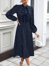 Chic Frenchy Polka Dot Tie-Neck A-Line Dress for Effortless Style