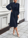 Chic Frenchy Polka Dot Tie-Neck A-Line Dress for Effortless Style