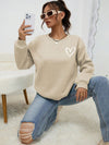 Heartfelt Comfort: Heart Print Drop Shoulder Sweatshirt