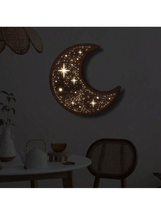 Retro Crafted Moon and Star LED Wall Decor Light: Enhance Your Living Space with Warm White Light Effect
