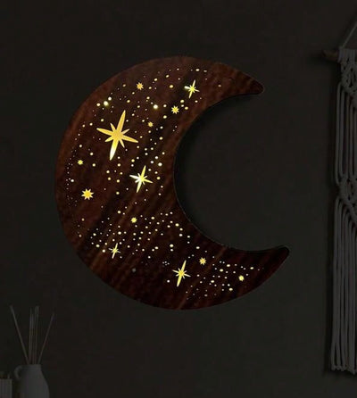 Retro Crafted Moon and Star LED Wall Decor Light: Enhance Your Living Space with Warm White Light Effect