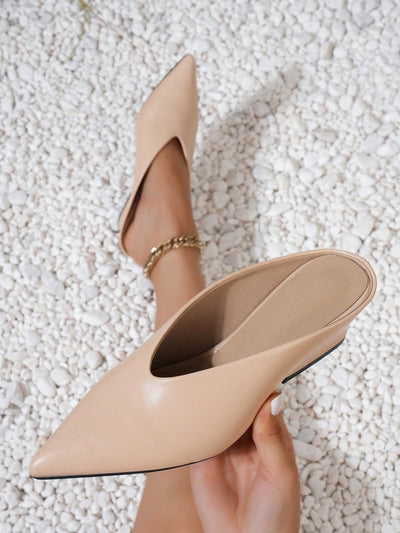 Chic and Stylish Pointed Toe Irregular Heel Mules: Black High Heels for Autumn and Winter