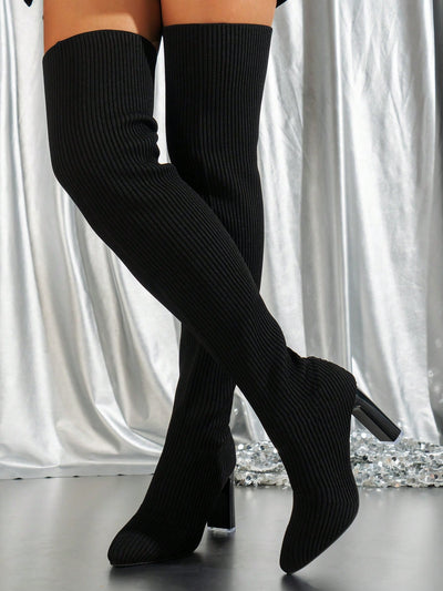 Latest Knitted Boot: Classic and Luxurious Women's Knee-High and Over-the-Knee Boot for Autumn/Winter