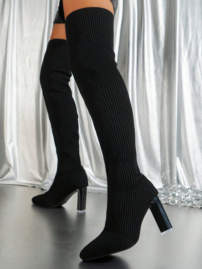 Latest Knitted Boot: Classic and Luxurious Women's Knee-High and Over-the-Knee Boot for Autumn/Winter