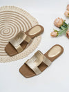 Simple Color Block Flat Sandals with Square Toe for Holiday and Daily Wear