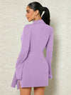 Elegance Redefined: Lapel Collar Ruched Split Hem Dress