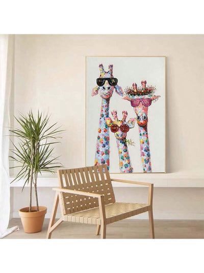 Adorable Giraffe Family Canvas Wall Art: Perfect Decor for Kids' Bedrooms and NurseriesAC