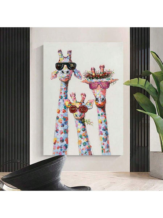 Adorable Giraffe Family Canvas Wall Art: Perfect Decor for Kids' Bedrooms and NurseriesAC